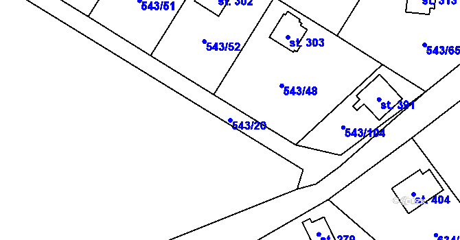 Parcela st. 543/20 v KÚ Ruprechtov, Katastrální mapa