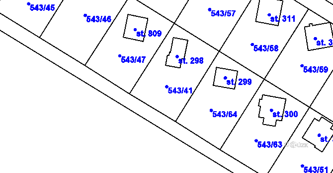 Parcela st. 543/41 v KÚ Ruprechtov, Katastrální mapa