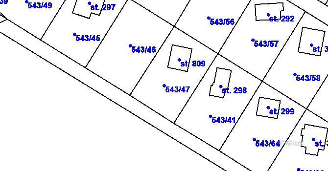 Parcela st. 543/47 v KÚ Ruprechtov, Katastrální mapa