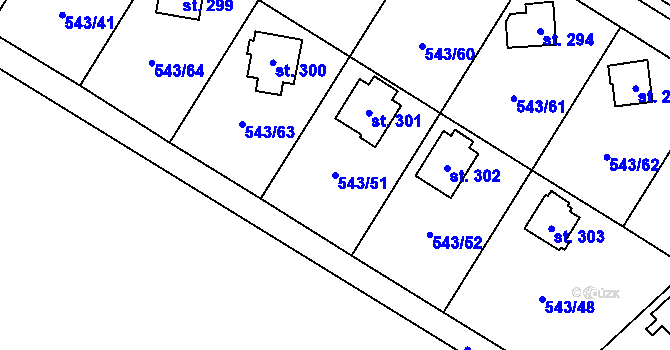 Parcela st. 543/51 v KÚ Ruprechtov, Katastrální mapa