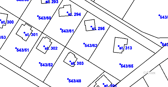 Parcela st. 543/62 v KÚ Ruprechtov, Katastrální mapa