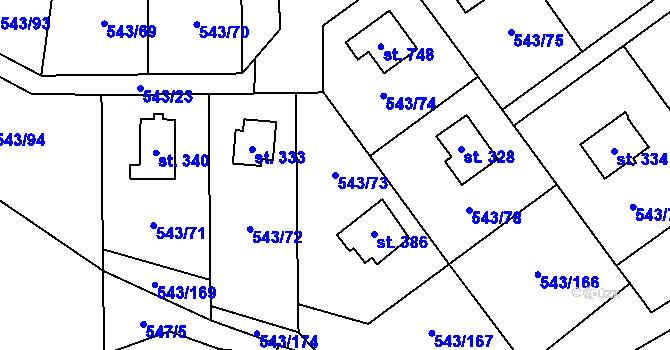 Parcela st. 543/73 v KÚ Ruprechtov, Katastrální mapa