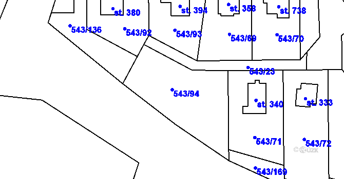 Parcela st. 543/94 v KÚ Ruprechtov, Katastrální mapa