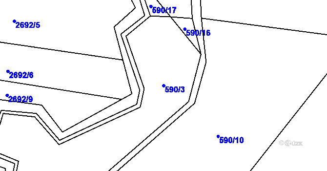 Parcela st. 590/3 v KÚ Ruprechtov, Katastrální mapa