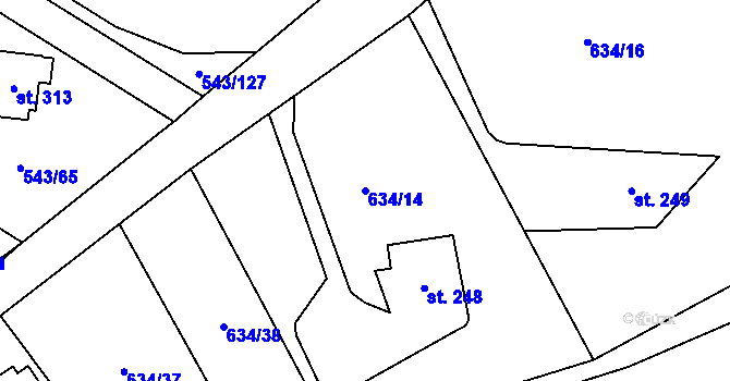 Parcela st. 634/14 v KÚ Ruprechtov, Katastrální mapa