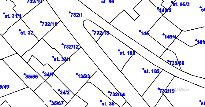 Parcela st. 732/22 v KÚ Ruprechtov, Katastrální mapa