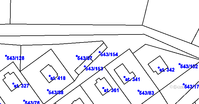 Parcela st. 543/154 v KÚ Ruprechtov, Katastrální mapa