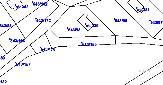 Parcela st. 543/155 v KÚ Ruprechtov, Katastrální mapa