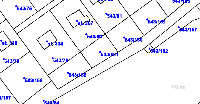 Parcela st. 543/161 v KÚ Ruprechtov, Katastrální mapa