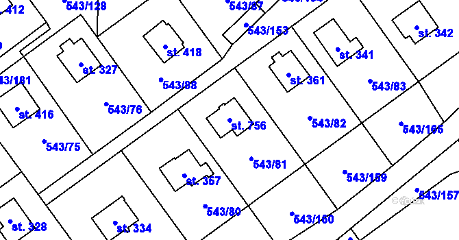 Parcela st. 756 v KÚ Ruprechtov, Katastrální mapa