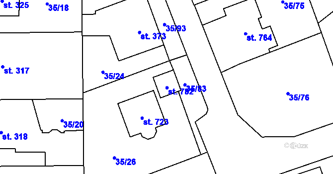 Parcela st. 782 v KÚ Ruprechtov, Katastrální mapa