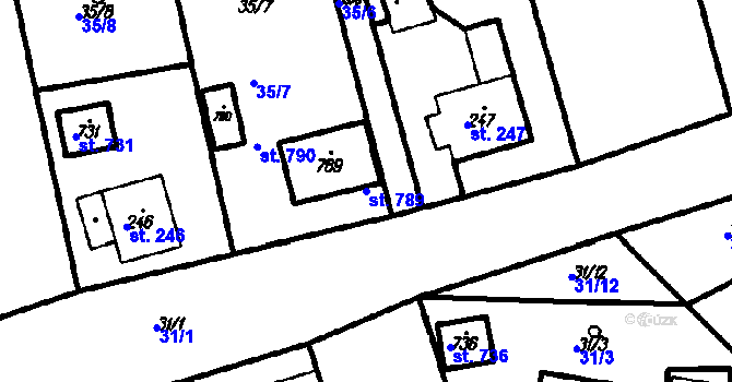 Parcela st. 789 v KÚ Ruprechtov, Katastrální mapa
