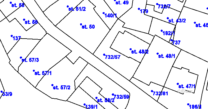 Parcela st. 732/57 v KÚ Ruprechtov, Katastrální mapa