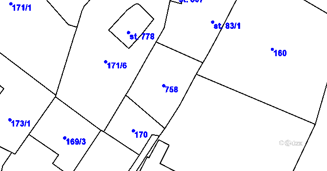 Parcela st. 758 v KÚ Ruprechtov, Katastrální mapa