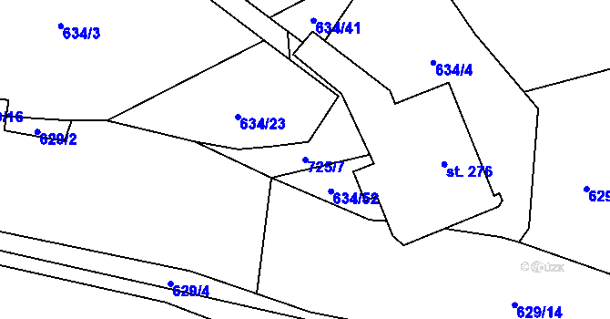 Parcela st. 725/7 v KÚ Ruprechtov, Katastrální mapa