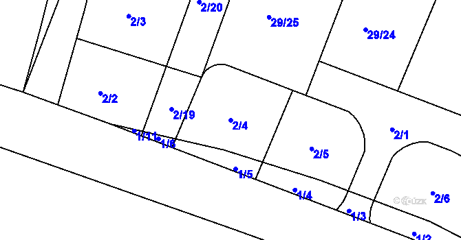 Parcela st. 2/4 v KÚ Ruprechtov, Katastrální mapa
