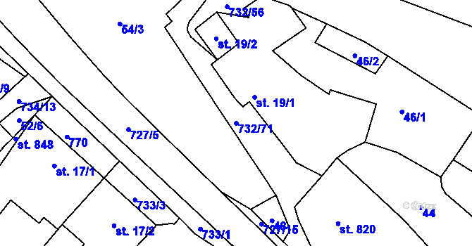 Parcela st. 732/71 v KÚ Ruprechtov, Katastrální mapa