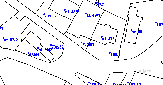 Parcela st. 732/81 v KÚ Ruprechtov, Katastrální mapa
