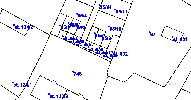 Parcela st. 857 v KÚ Ruprechtov, Katastrální mapa