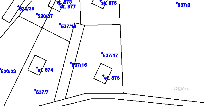 Parcela st. 537/17 v KÚ Ruprechtov, Katastrální mapa