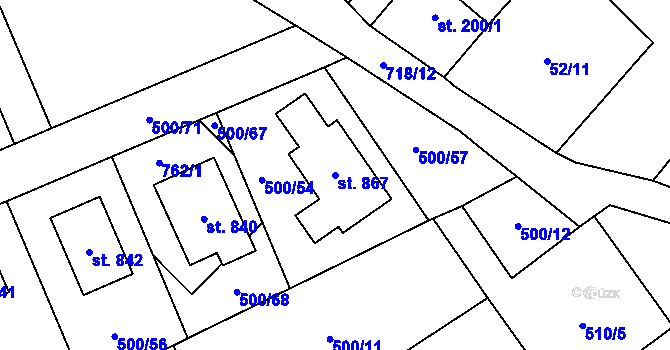Parcela st. 867 v KÚ Ruprechtov, Katastrální mapa
