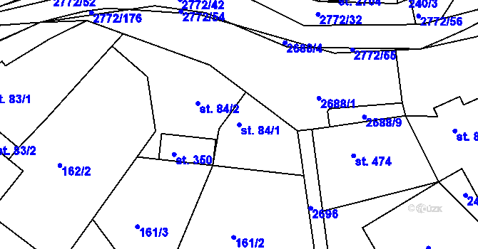 Parcela st. 84/1 v KÚ Rusava, Katastrální mapa