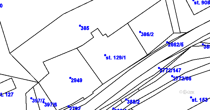 Parcela st. 129/1 v KÚ Rusava, Katastrální mapa