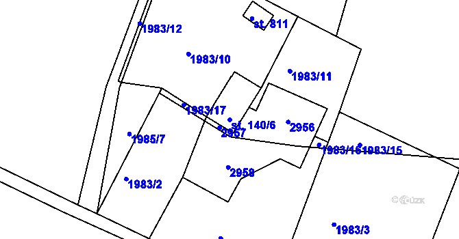 Parcela st. 140/6 v KÚ Rusava, Katastrální mapa