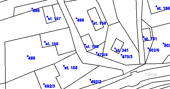 Parcela st. 159 v KÚ Rusava, Katastrální mapa