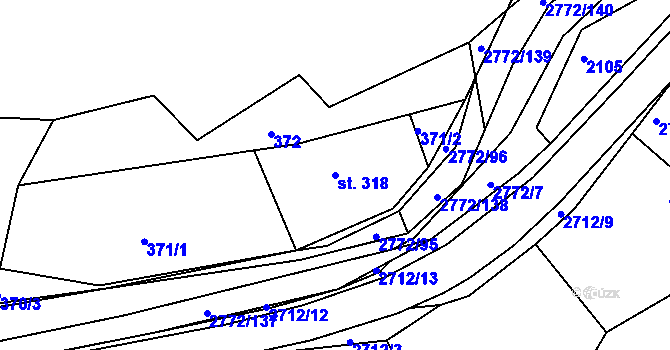Parcela st. 318 v KÚ Rusava, Katastrální mapa