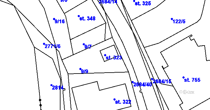 Parcela st. 323 v KÚ Rusava, Katastrální mapa