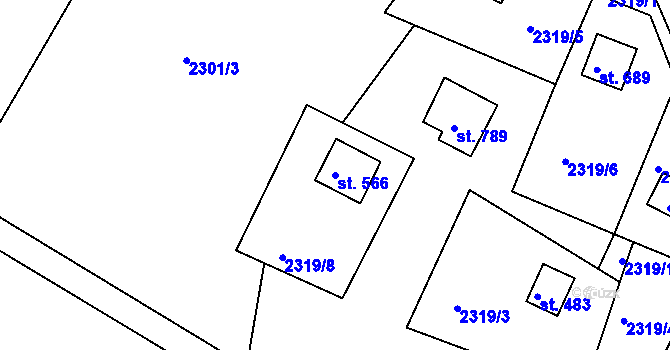 Parcela st. 566 v KÚ Rusava, Katastrální mapa