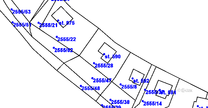 Parcela st. 590 v KÚ Rusava, Katastrální mapa