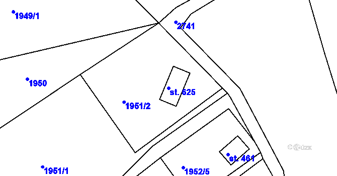 Parcela st. 625 v KÚ Rusava, Katastrální mapa