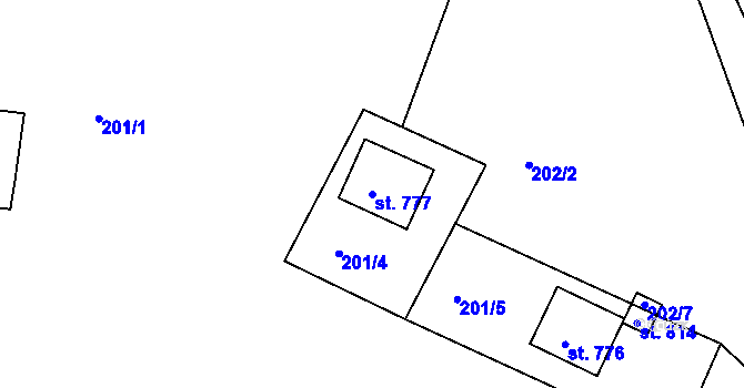 Parcela st. 777 v KÚ Rusava, Katastrální mapa
