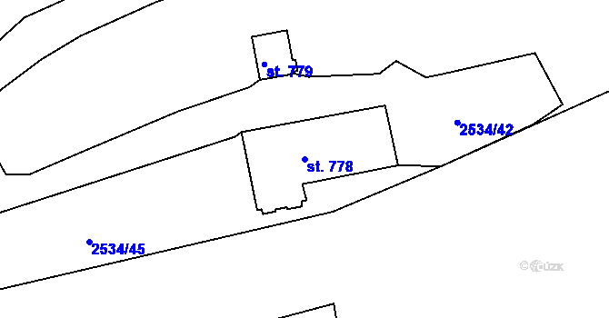 Parcela st. 778 v KÚ Rusava, Katastrální mapa