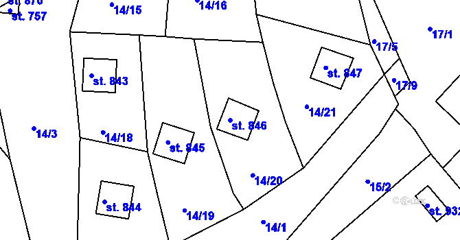 Parcela st. 846 v KÚ Rusava, Katastrální mapa