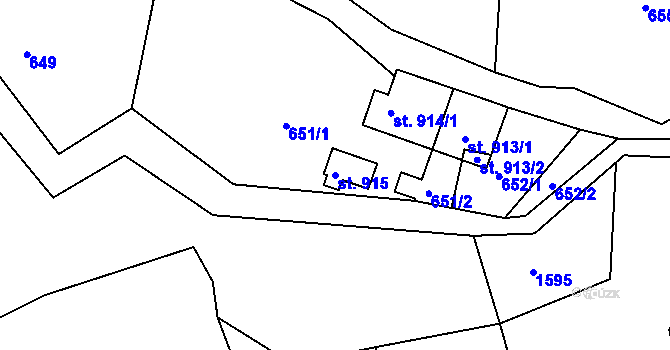 Parcela st. 915 v KÚ Rusava, Katastrální mapa