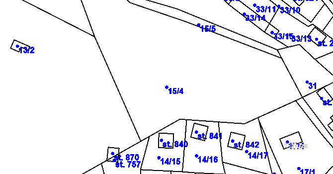 Parcela st. 15/4 v KÚ Rusava, Katastrální mapa