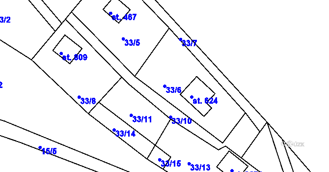 Parcela st. 33/6 v KÚ Rusava, Katastrální mapa