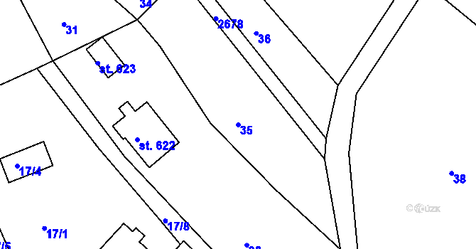 Parcela st. 35 v KÚ Rusava, Katastrální mapa