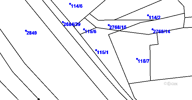 Parcela st. 115/1 v KÚ Rusava, Katastrální mapa