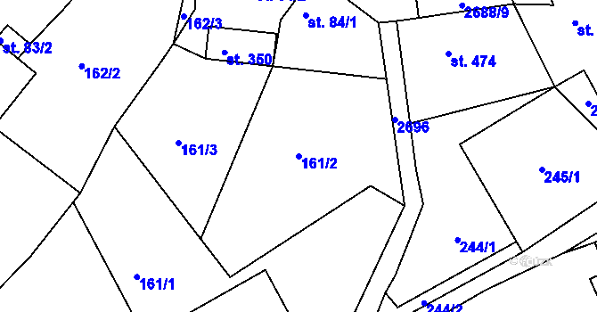 Parcela st. 161/2 v KÚ Rusava, Katastrální mapa
