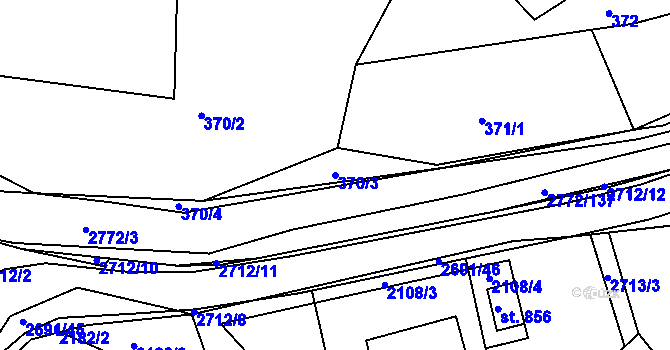 Parcela st. 370/3 v KÚ Rusava, Katastrální mapa