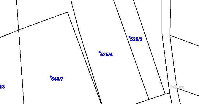 Parcela st. 525/4 v KÚ Rusava, Katastrální mapa