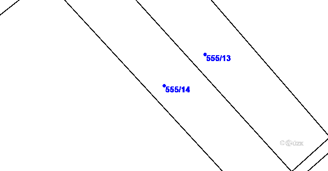 Parcela st. 555/14 v KÚ Rusava, Katastrální mapa