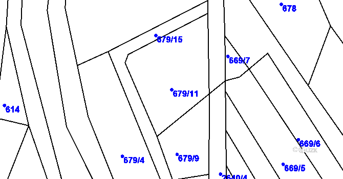 Parcela st. 679/11 v KÚ Rusava, Katastrální mapa