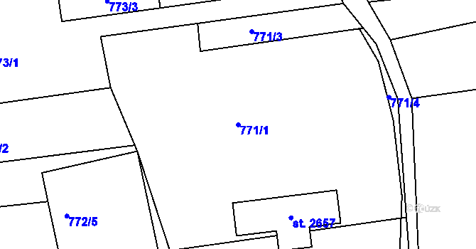 Parcela st. 771/1 v KÚ Rusava, Katastrální mapa