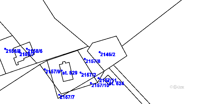 Parcela st. 2146/2 v KÚ Rusava, Katastrální mapa