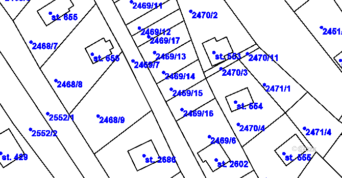 Parcela st. 2469/15 v KÚ Rusava, Katastrální mapa